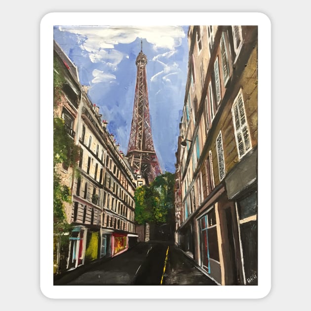 Paris, A View Of The Eiffel Tower Sticker by golan22may